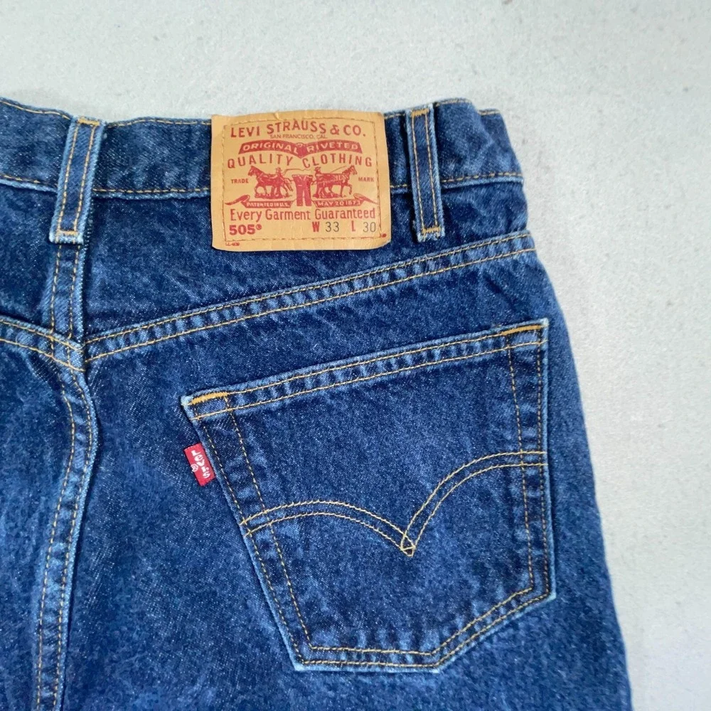Vintage Levis 505 Regular Fit Men 33x30 Straight‎ Leg Dark Wash Denim Blackwing